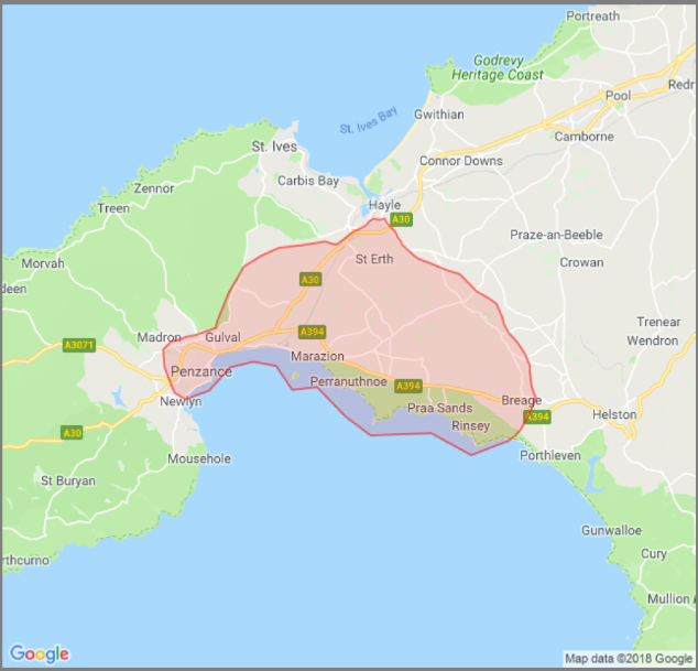 Map of catchment area